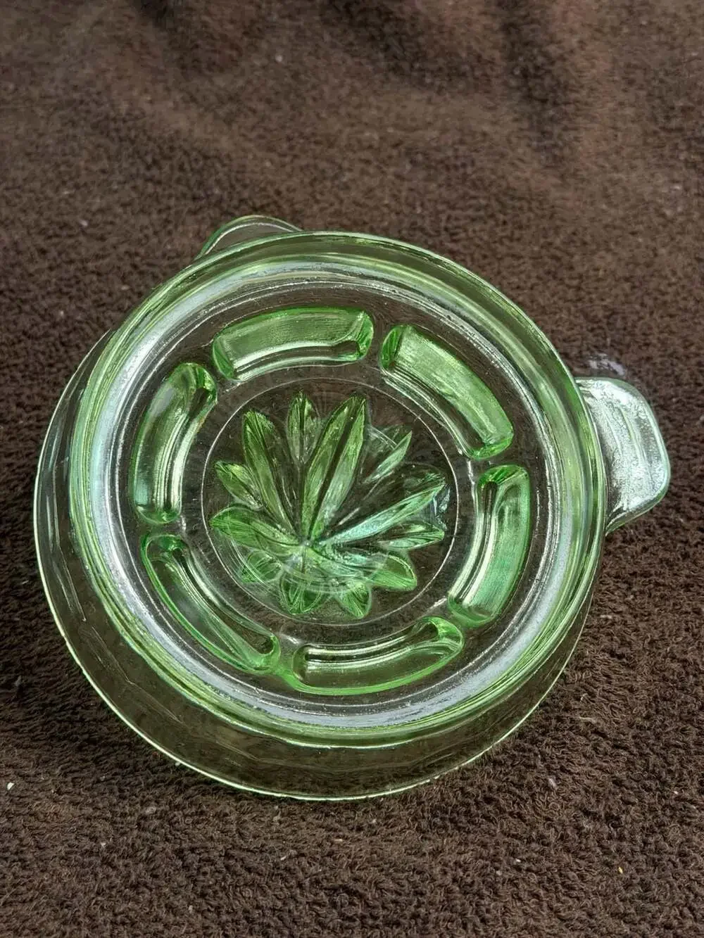 Vintage Uranium Depression Glass Creamer and Juicer Set